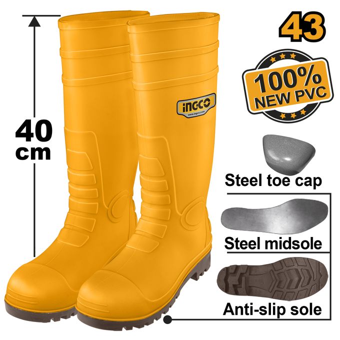 Ingco BOTTE DE SÉCURITÉ PVC JAUNE SSH092S1P43-1