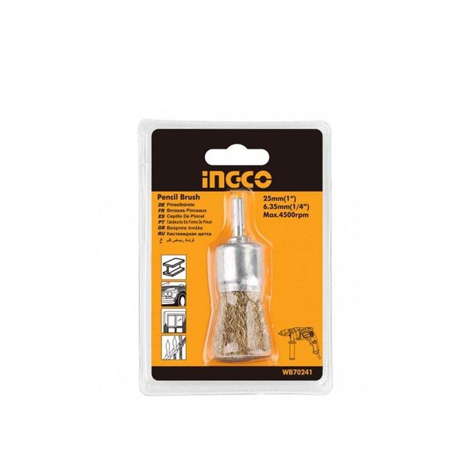 Ingco Brosse Boisseau à Fils Laitonnes 24Mm Diametre 6.35Mm-1