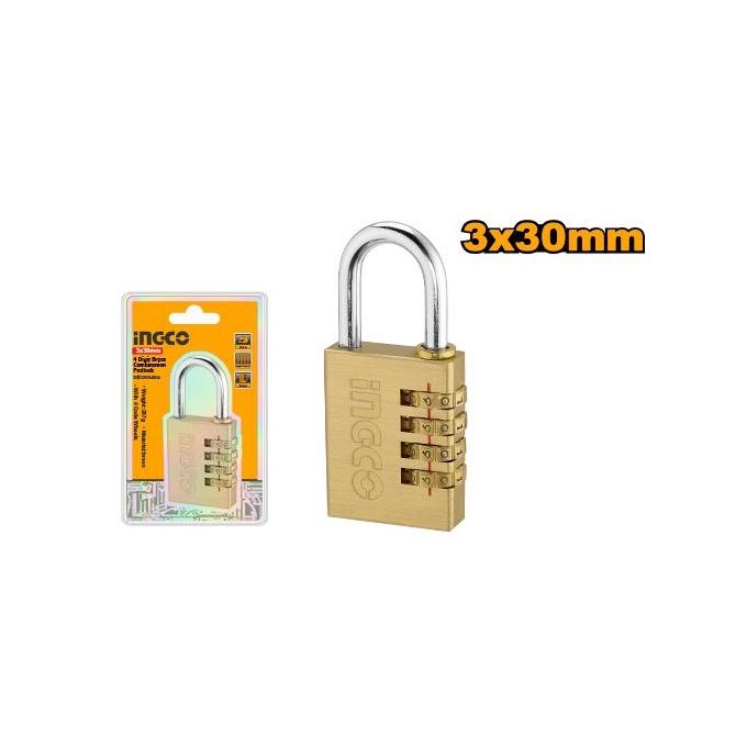 Ingco CADENAS A COMBINAISON EN LAITON A 3CHIFFRES 3X30mm DBCK0303-1
