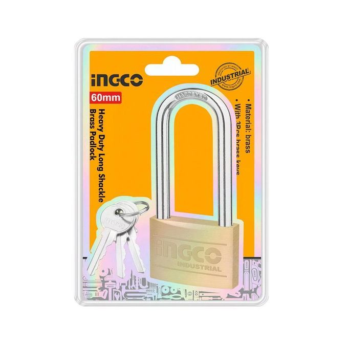 Ingco Cadenas en laiton à anse longue et résistante 60mm DBPL0602L-2