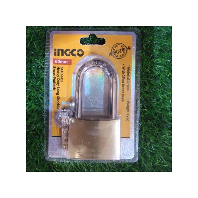 Ingco Cadenas en laiton à anse longue et résistante 60mm DBPL0602L-3
