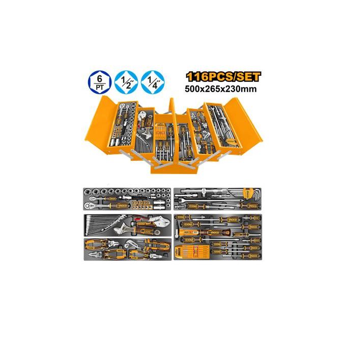Ingco caisse a outils metalique 116 pcs htcs261168-1
