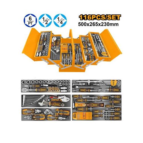 Ingco caisse a outils metalique 116 pcs htcs261168