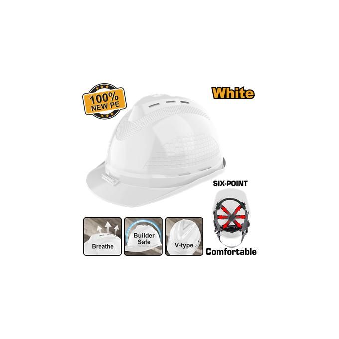 Ingco CASQUE DE CHANTIER BLANC EN PE 380G HSH802-1