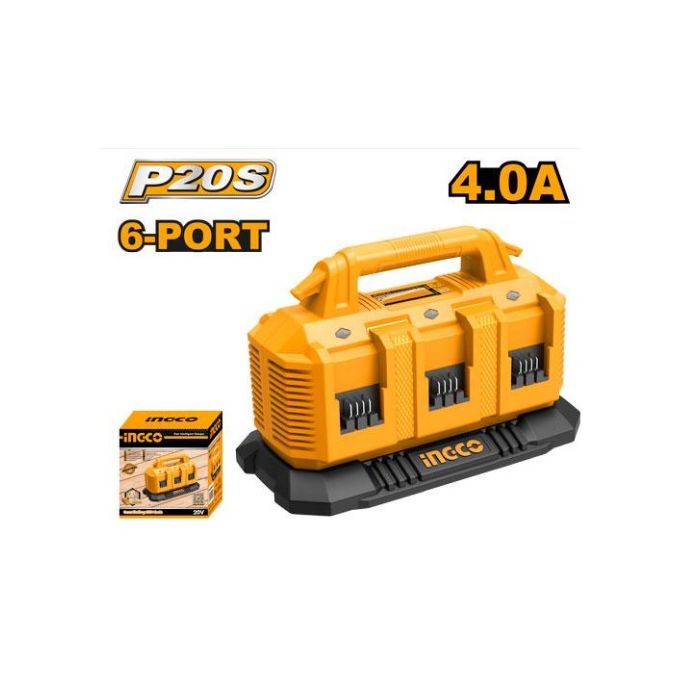 Ingco CHARGEUR DE BATTERIE LITHIUM ION 6 PORTS P20S 4Ah FCLI2064-1
