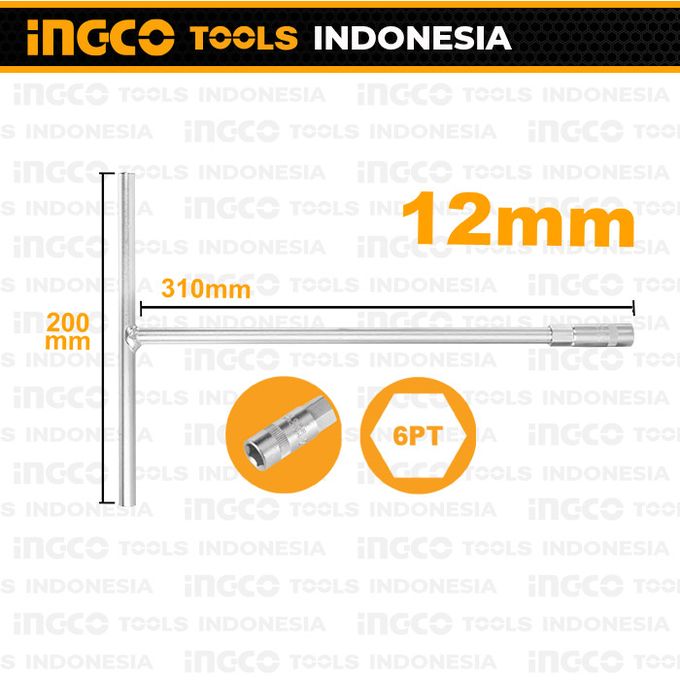 Ingco CLE A DOUILLE A POIGNEE EN T 12mm (200 X 310 Mm)-1