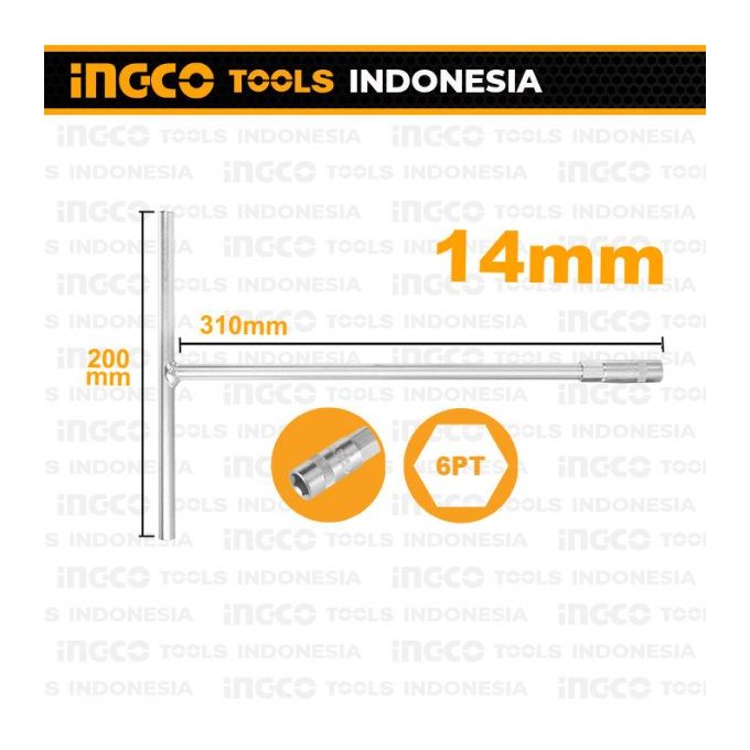 Ingco CLE A DOUILLE A POIGNEE EN T 14mm (200 X 310 Mm)-1