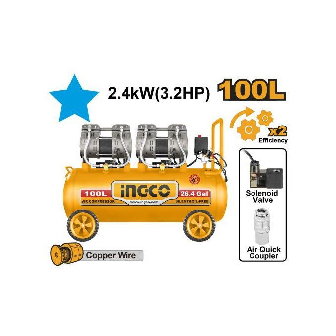 Ingco COMPRESSEUR A AIR 100L 2400W (3,2HP) / ACS2241001-1