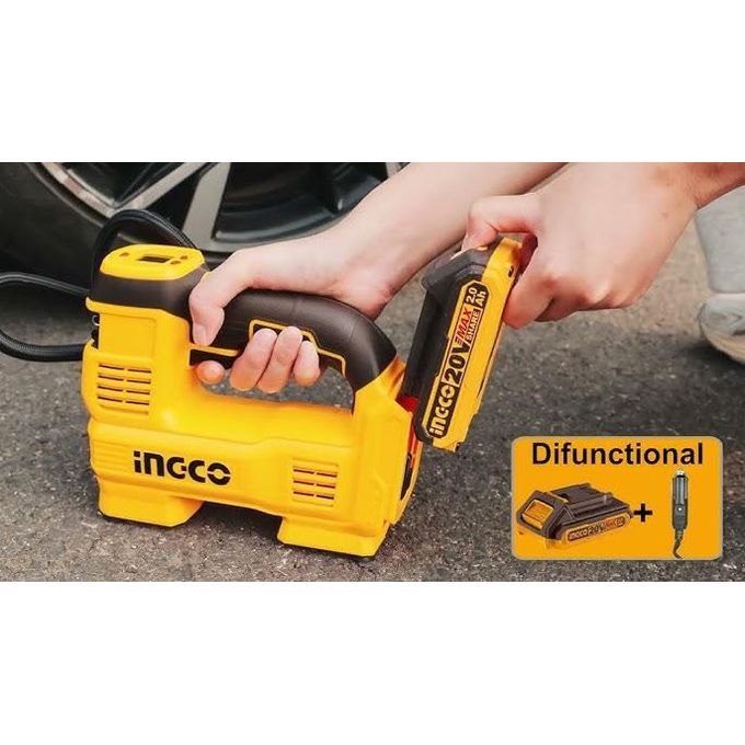 Ingco COMPRESSEUR A AIR SANS FIL 20V/160PSI+ACC + ajout de batterie 20v 2A + 1CHARGEUR CACLI2012-4