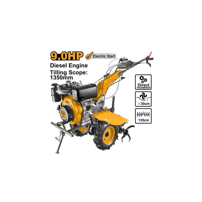 Ingco CULTIVATEUR MOTEUR A DIESEL 6,6kW(9HP) motoculteur,laboureur DC13501D-1