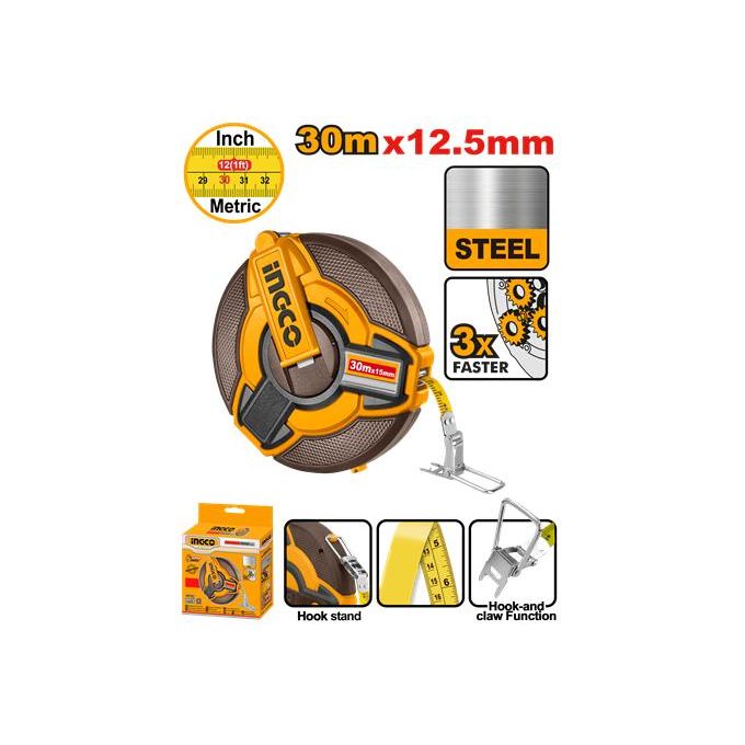 Ingco  DECAMETRE 30m x 12.5mm RUBAN EN ACIER HSMT0830-1
