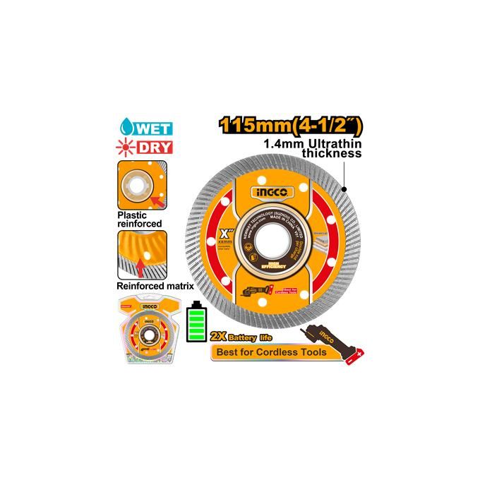 Ingco DISQUE DIAMANT ULTRA-FIN 115mm*22,2*10mm DMD051151-1