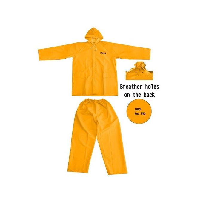 Ingco Ensemble De Pluie Veste + Pantalon En Pvc Jaune Taille L-1