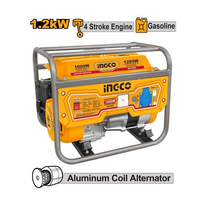 Ingco Groupe électrogène à essence 1200W  GE15005-1