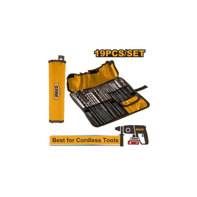 Ingco JEU DE 19 FORETS ET BURINS POUR MARTEAU PERFORATEU AKD91901-1