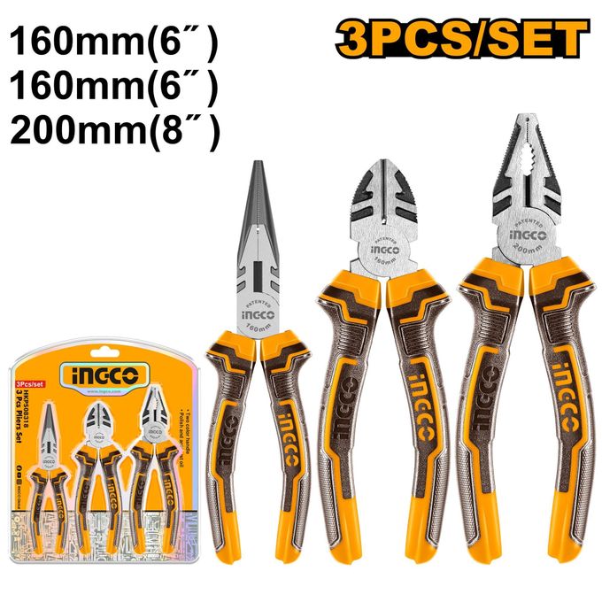 Ingco JEU DE 3 PINCES 8"6"6"  HKPS08318-1