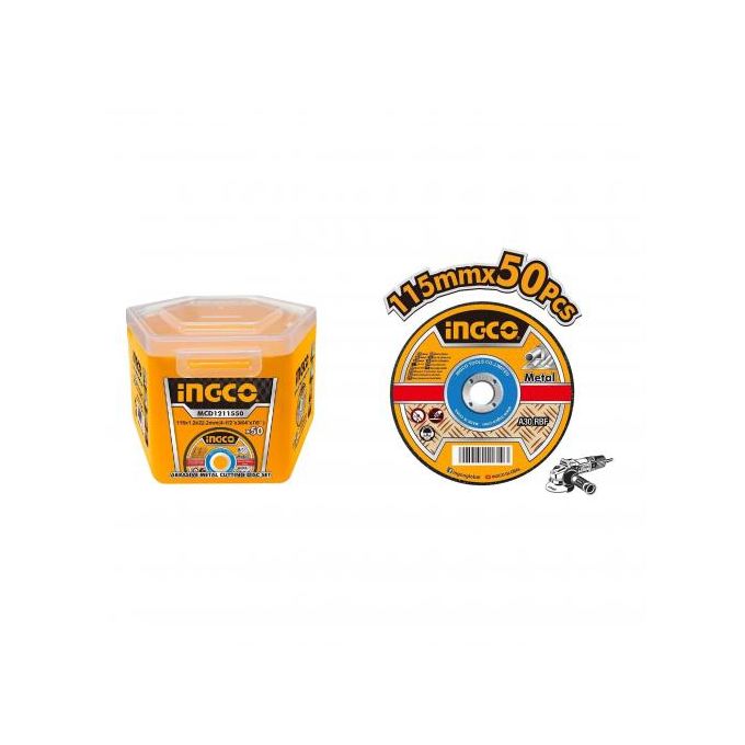 Ingco JEU DE 50 DISQUES A TRONÇONNER EN METAL 115 X 1.2 X 22.22 (ABRASIF)  MCD1211550-1