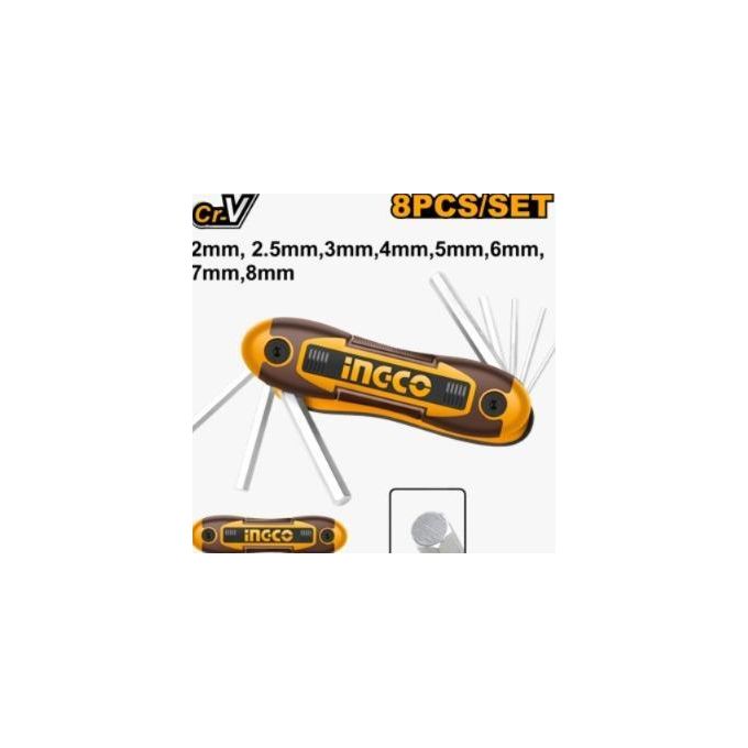 Ingco Jeu De Cles Males (Allen) 6 Pans Metriques Sur Monture 8Pcs   HHK14081-1