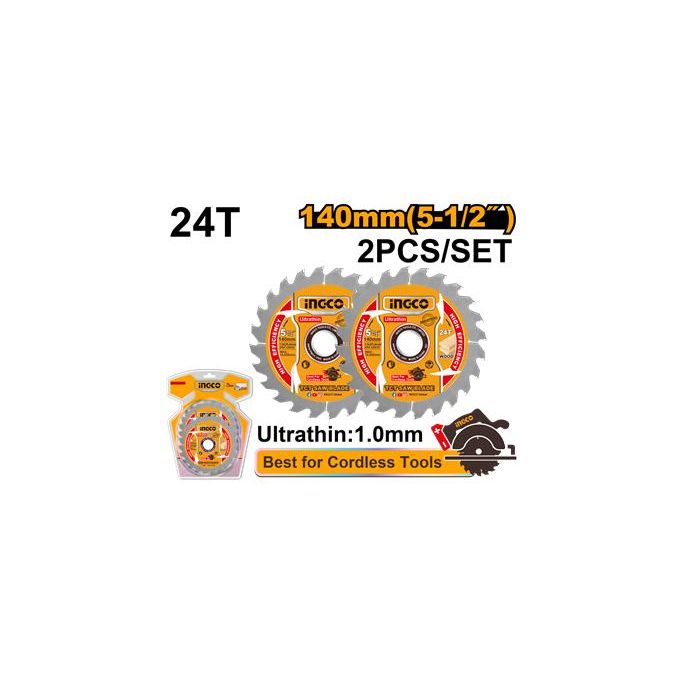 Ingco  jeu de lame de scie circulaire 140mm(5-1/2")-24t tsb1403-1