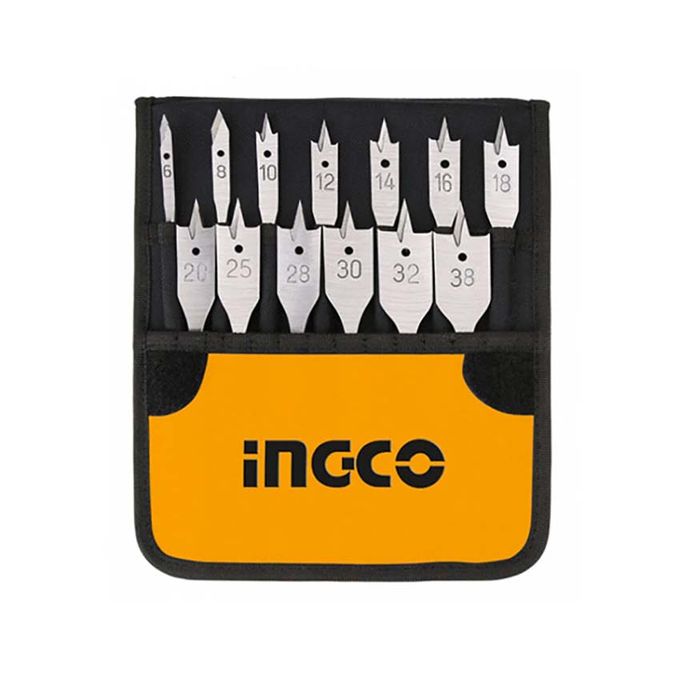 Ingco Jeu De Meches à Bois Tetes Plates 13Pcs 6 à 38Mm-1