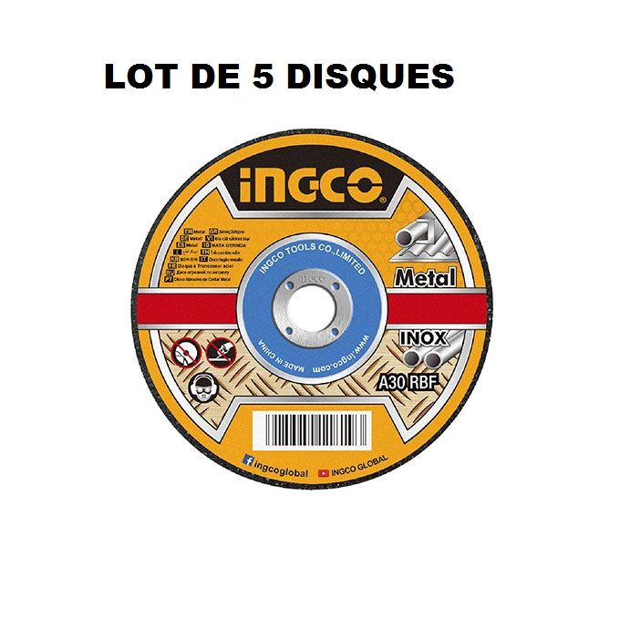 Ingco LOT DE 5 DISQUES A TRONÇONNER 230 X 22.2 X 3.0mm ACIER﻿   MCD302301HA-1