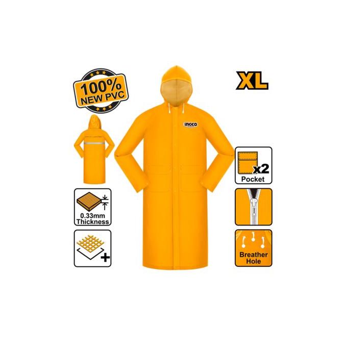 Ingco MANTEAU DE PLUIE PVC POLYESTER JAUNE XL HRCTL031XL-3