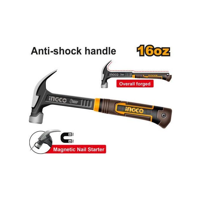 Ingco MARTEAU ARRACHE CLOU 450g (16 OZ) INDUSTRIEL  HCH81016L-1