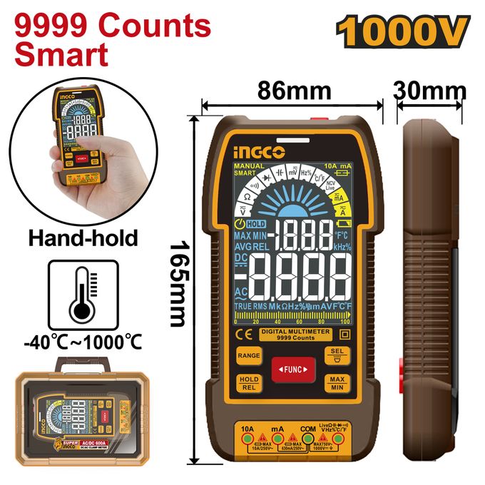 Ingco MULTIMETRE DIGITAL AC+DC 1000V/9999C / DM110004-1