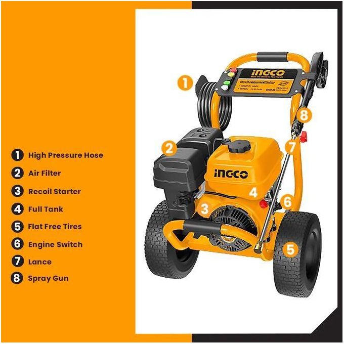 Ingco NETTOYEUR HAUTE  PRESSION A ESSENCE  8.5HP/5.0L   GHPW2203-2