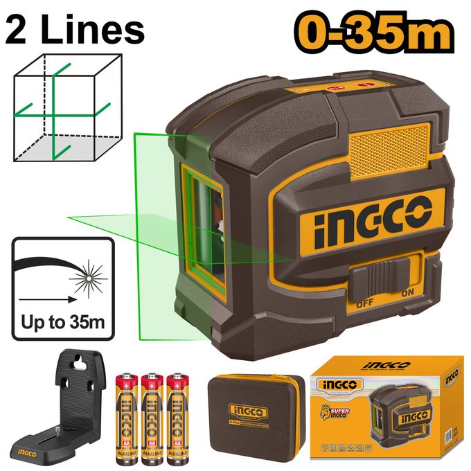 Ingco NIVEAU LASER AUO-NIVELANT 0-35M -LIGNE VERTE  HLL156601-1