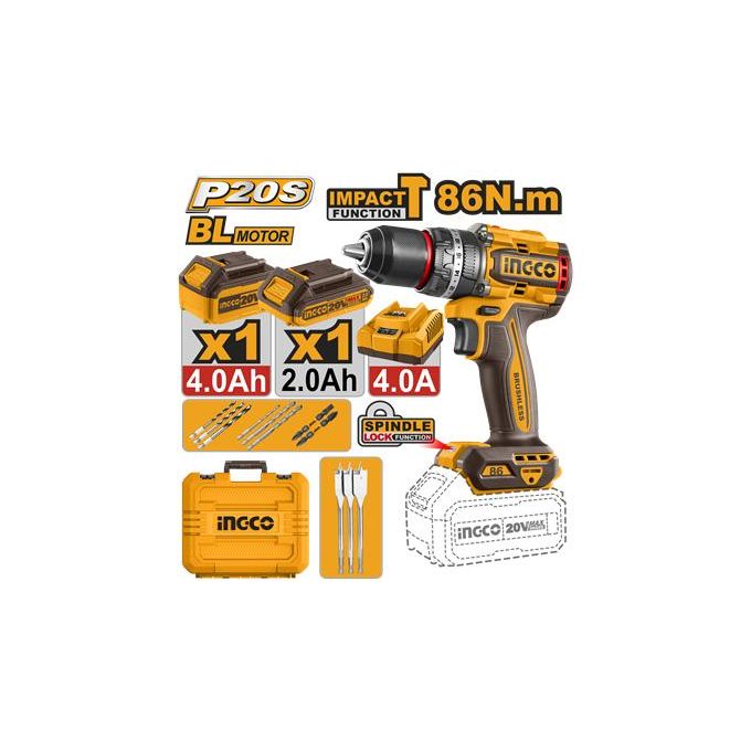 Ingco PERCEUSE A PERCUSSION 20V/86NM+2BAT+CHAR+ACC+MLT CIDLI20868-1