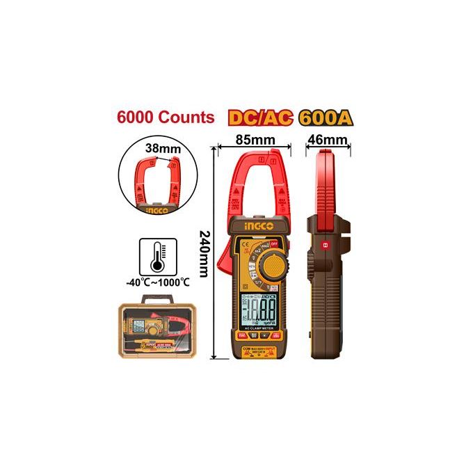 Ingco PINCE AMPEREMETRIQUE DIGITALE AC+DC 600A/6000C DCM66002-1