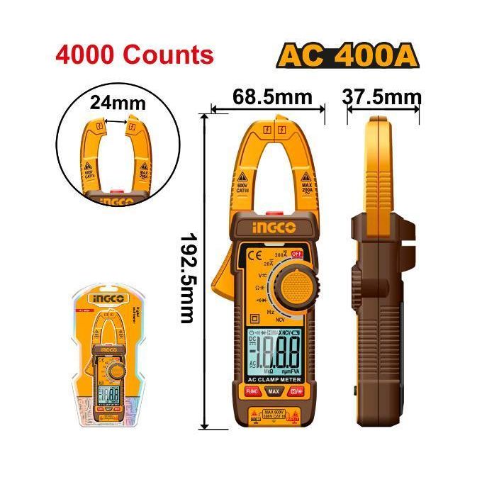 Ingco PINCE AMPERMETRIQUE DIGITAL 400A MULTIFONCTTIONS     DCM62001-1