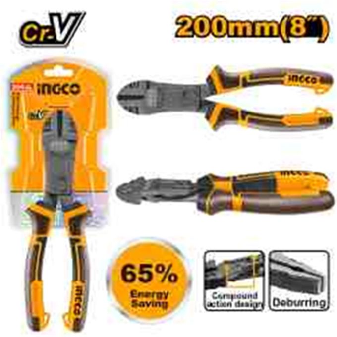 Ingco PINCE COUPANTE DIAGONALE FONCTION D'EBAVURAGE 8''        HCDCP58200-1