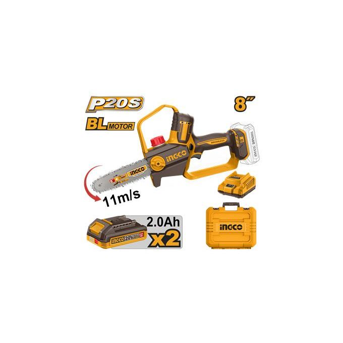 Ingco SCIE A CHAINE SANS FILS 20V/8"+2BAT 2AH+CHARG+MLTT    CGSLI20882-1