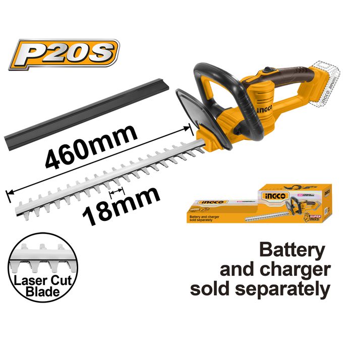 Ingco TAILLE-HAIE ÉLECTRIQUE SANS FIL  20V 18mm/450mm  CHTLI20018 + 1 BATTERIE FBLI20011 + 1 CHARGEUR  CHTLI20018-1