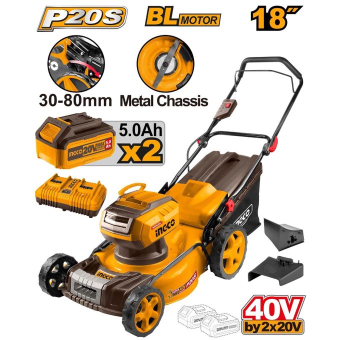 Ingco TONDEUSE A GAZON A BATTERIE 40V + 2BATT 5Ah  LMLI20186-3