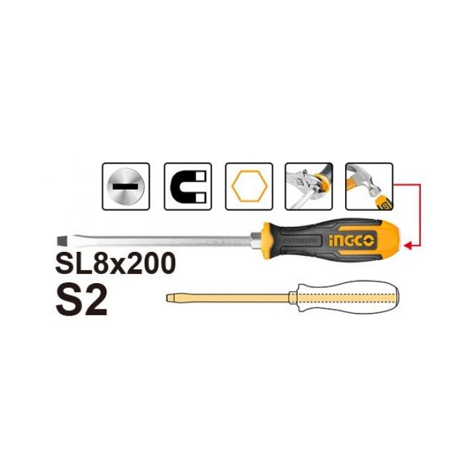 Ingco TOURNEVIS A FRAPPER A FENTE LAME RONDE 200mm-1