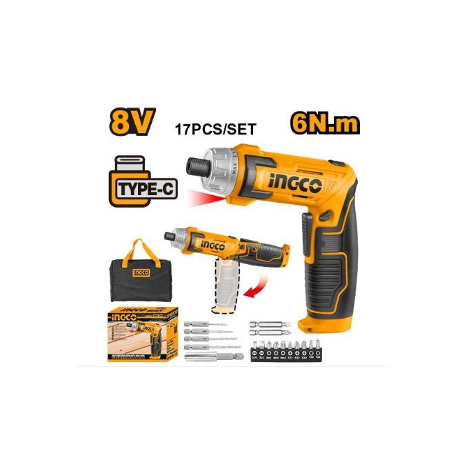 Ingco TOURNEVIS SANS FIL LITHIUM ION 8V - 6NM   CSDLI0802-1