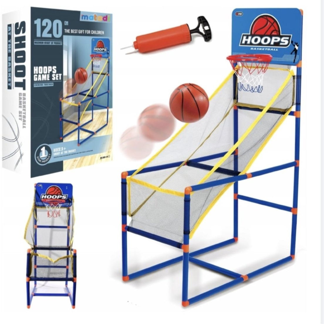 Jeu de basket-ball d'arcade pour enfants avec ballons - 120 cm