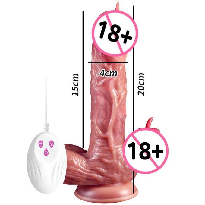 Jiu Ai Gode Chauffant 20cm Double Langue Texture Réaliste - Vibromasseur / G Spot- Vibrateurs Sex Toy, Jouet Sexuel  Waterproof-8
