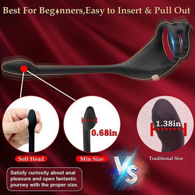 Kipawa Vibromasseur 3 en 1 pour homme, jouet sexuel : plug anal à double anneau avec double vibration et contrôle de l'éjaculation pour hommes, plug anal en silicone pour couples, anneaux péniens, vibromasseur puissant avec télécommande-8
