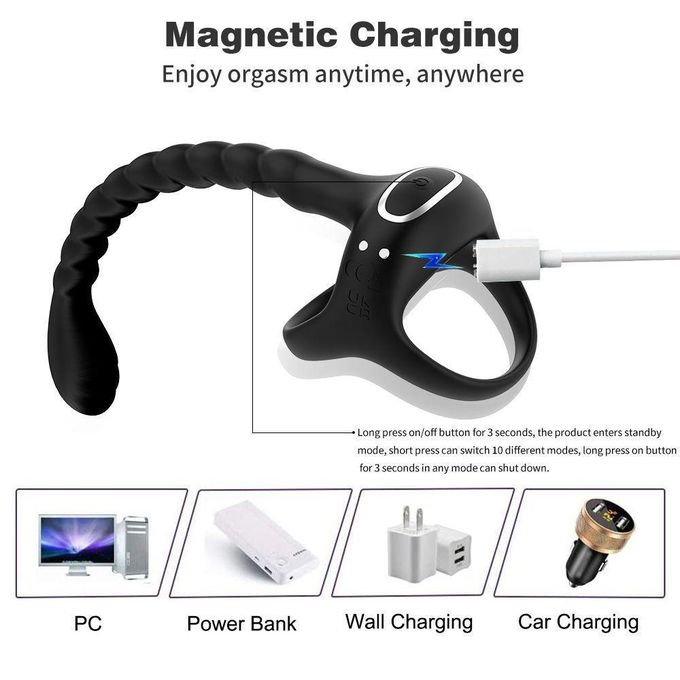 Kipawa Vibromasseur 3 en 1 pour homme, jouet sexuel : plug anal à double anneau avec double vibration et contrôle de l'éjaculation pour hommes, plug anal en silicone pour couples, anneaux péniens, vibromasseur puissant avec télécommande-1