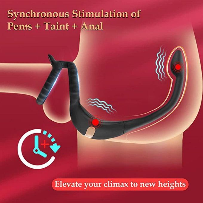 Kipawa Vibromasseur 3 en 1 pour homme, jouet sexuel : plug anal à double anneau avec double vibration et contrôle de l'éjaculation pour hommes, plug anal en silicone pour couples, anneaux péniens, vibromasseur puissant avec télécommande-2