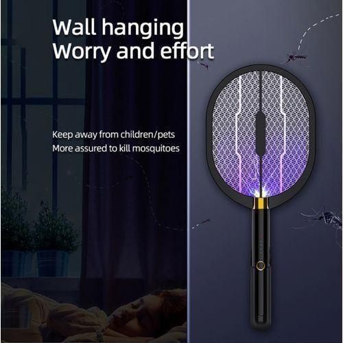 Lampe et raquette anti-moustiques électrique 2 en 1 rechargeable par USB (avec socle) – Efficace et longue durée-3