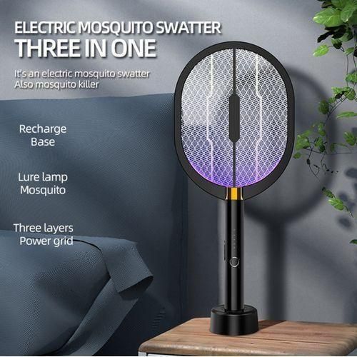 Lampe et raquette anti-moustiques électrique 2 en 1 rechargeable par USB (avec socle) – Efficace et longue durée-4