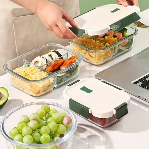 Lot de 3 Boîtes En Verre - Lunch Box avec Couvercle à Clips-2