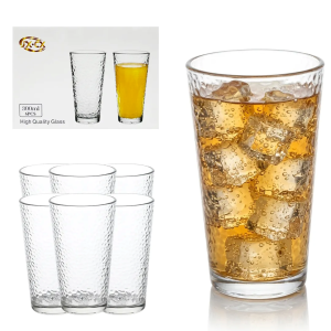 Lot de 6 verres à boire en verre texturé, 300 ml (Copie)