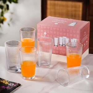 Lot de 6 verres à boire en verre texturé, 300 ml (Copie) (Copie) (Copie) (Copie)