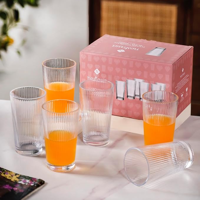 Lot de 6 verres à boire en verre texturé, 300 ml (Copie) (Copie) (Copie) (Copie)